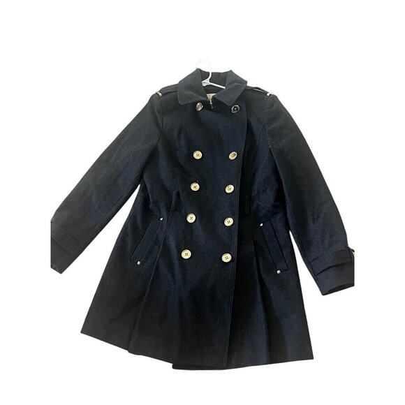 EUC Michael Kors black wool jacket sz 10 sophisticated classy gold buttons wintr - Picture 6 of 8